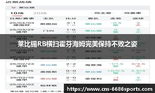 莱比锡RB横扫霍芬海姆完美保持不败之姿